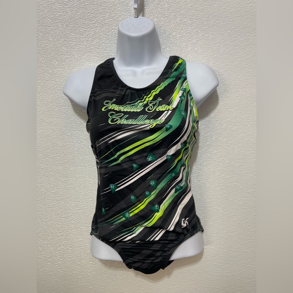 3/$10 Emeralds Team Challenge Black & Green One-Piece Swimsuit